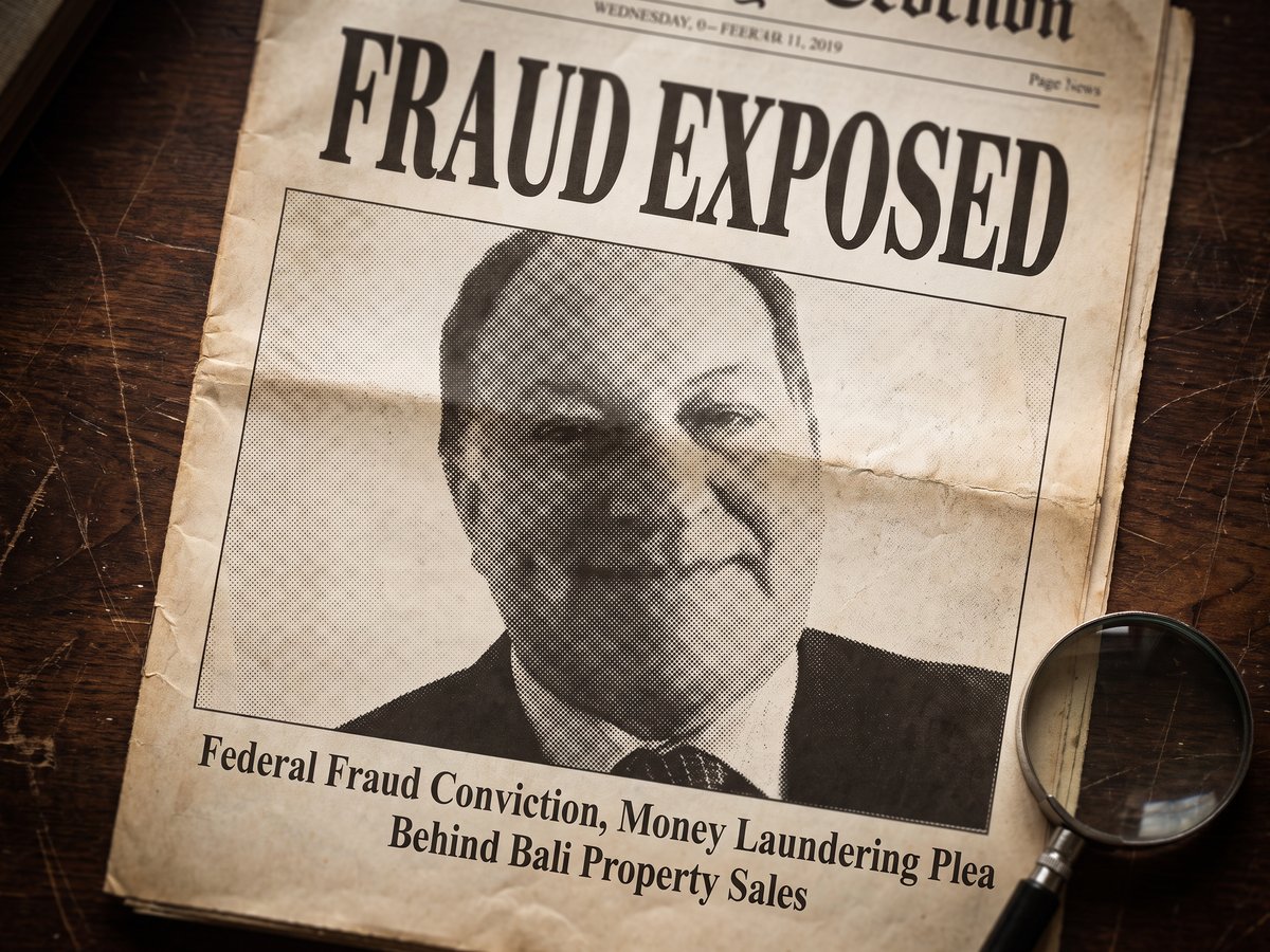 Editorial illustration styled as a vintage newspaper front page with the headline 'Fraud Exposed', featuring a halftone-print portrait of Warren Stokes.